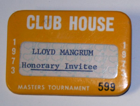 Lloyd Mangrum's 1973 Masters Clubhouse Badge