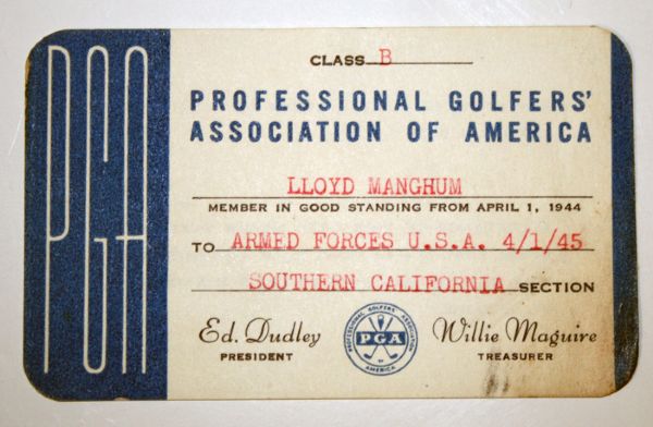 1944-45 Lloyd Mangrum's  PGA Card