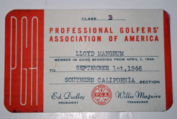 Lloyd Mangrum's 1946 PGA Card Winner, 1946 U.S. Open