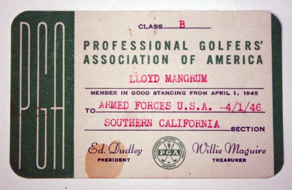 Lloyd Mangrum's 1945-46 PGA Card