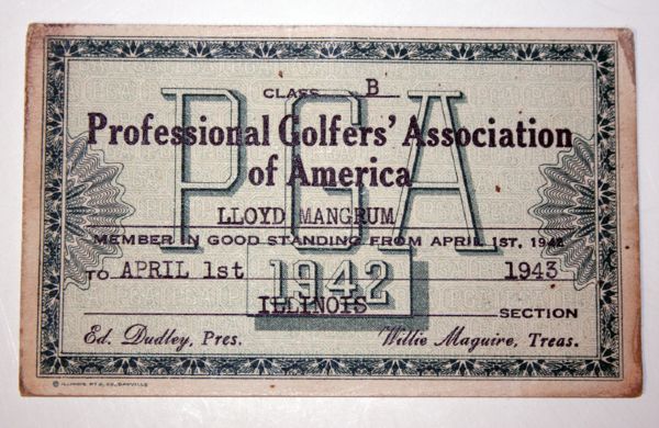 Lloyd Mangrum's 1942-43 PGA Card
