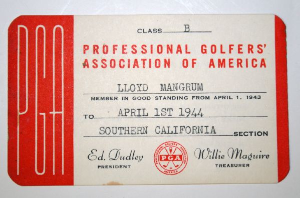 Lloyd Mangrum's PGA Members Card