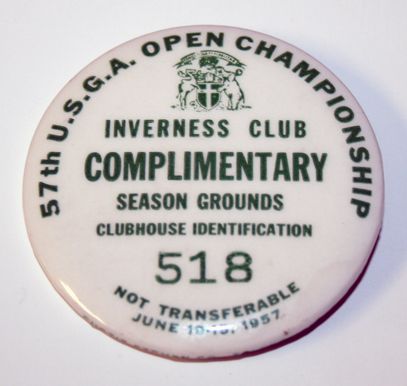  Lloyd Mangrum's 1957 U.S. Open Championship Club House Badge 