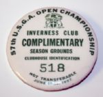  Lloyd Mangrums 1957 U.S. Open Championship Club House Badge 