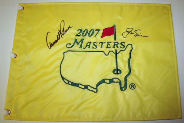 Arnold Palmer & Jack Nicklaus Signed Masters Flag. COA from JSA. (James Spence Authentication).