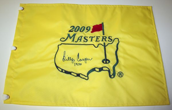 Billy Casper signed 2009 Masters Flag. COA from JSA. (James Spence Authentication).