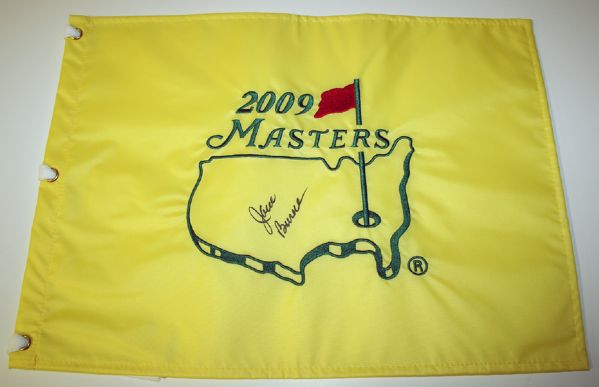 Jack Burke signed 2009 Masters Flag. COA from JSA. (James Spence Authentication).