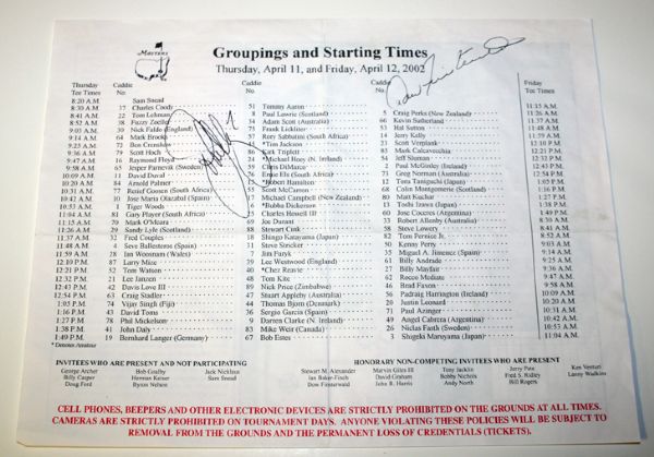 2002 Pairing Sheet signed by John Elway and Dow Finsterwald