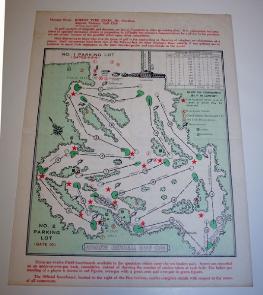 1977 Masters Pairing Sheet signed by Arnold Palmer. COA from JSA. (James Spence Authentication).