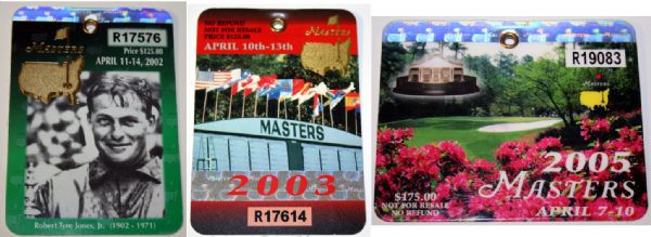 Lot of 32 Masters Tournament Badges Dated from 1968 - 2009 Some missing years.