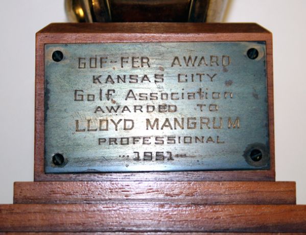 1951 Gof-fer Award from Kansas City Golf Association awarded to Professional Lloyd Mangrum