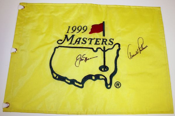 Arnold Palmer/Jack Nicklaus Autographed 99 Masters Flag JSA CoA
