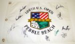 2000 US Open Flag signed by 10 winners - Jack, Arnie, Player, Strange, Janzen, Nelson, Goosen, + More