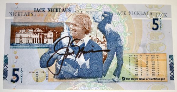 Jack Nicklaus signed Five Pound Note JSA CoA