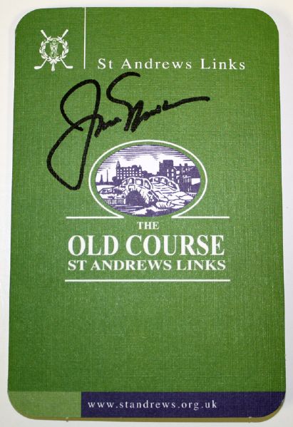Jack Nicklaus Signed St. Andrews Score Card. COA from JSA (James Spence Authentication).