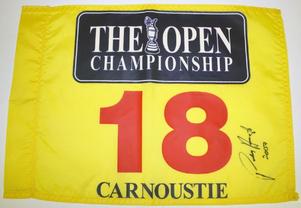 Padraig Harrington Signed Carnoustie US Open Flag. CoA from JSA