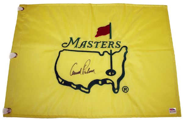 Arnold Palmer Signed Undated Masters Flag. CoA from PSA/DNA