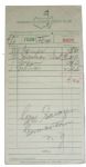 Gene Sarazen Autographed Augusta National Receipt