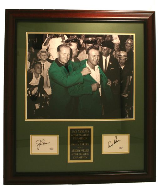 Jack Nicklaus/Arnold Palmer Framed Photo with Autographed Cuts JSA COA 