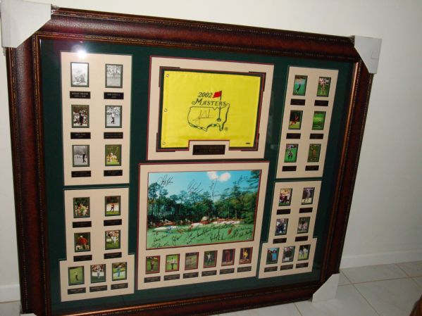 Shadowboxed Awesome 32 Masters Champions Framed Piece With TIGER UDA Masters Flag