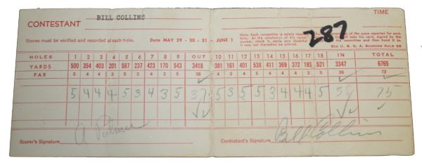 Arnold Palmer Signed 1958 Western Open Scorecard JSA COA