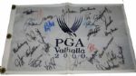 2000 Valhalla Pin Flag signed By 28 Champions JSA COA