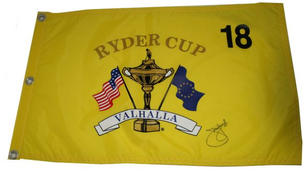 Jim Furyk Autographed 2008 Ryder Cup Pin Flag JSA COA