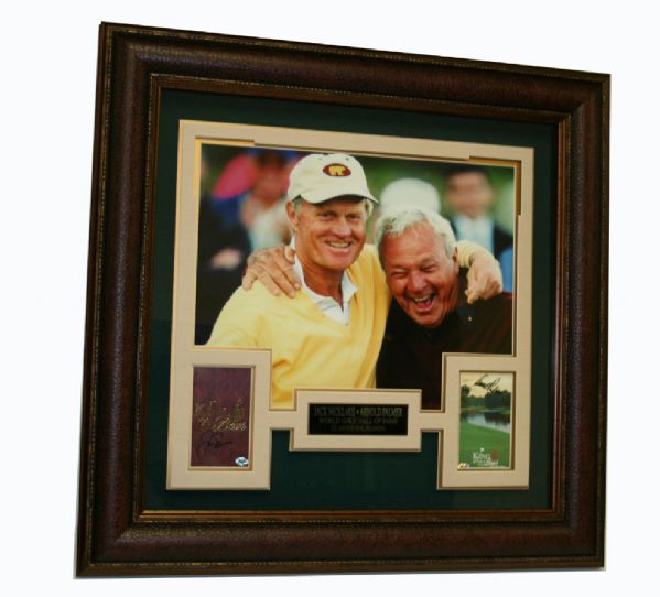 Arnold Palmer/Jack Nicklaus King & Bear Framed Scorecard and Ticket