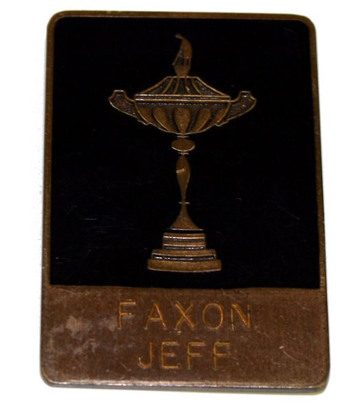 Ryder Cup Family Badge (from Jeff Faxon, brother of Brad Faxon) 