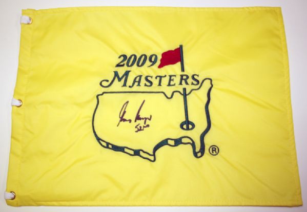 Gary Player Signed 2009 Masters Flag w. 52nd notation for final masters 