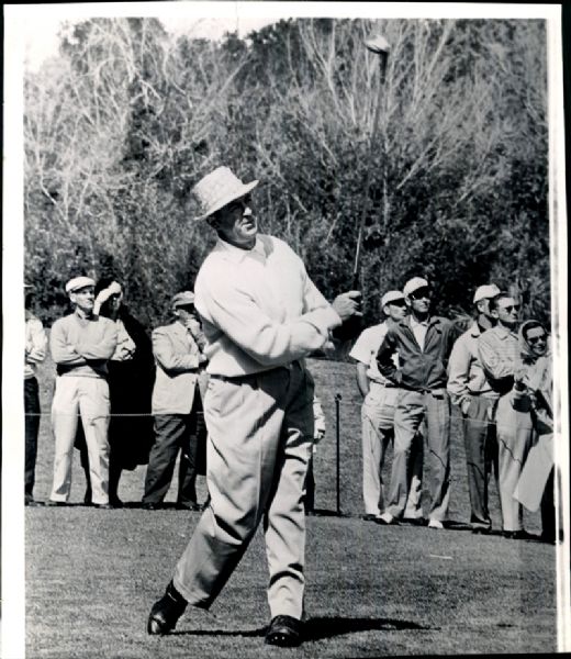 Sam Snead Drives off the Fifth Tee at the Masters Wire Photo - 4/6/1960