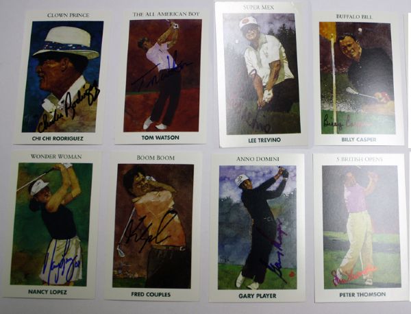8 signed Mueller Enterprises Limited edition cards incl. Trevino, Watson, Couples