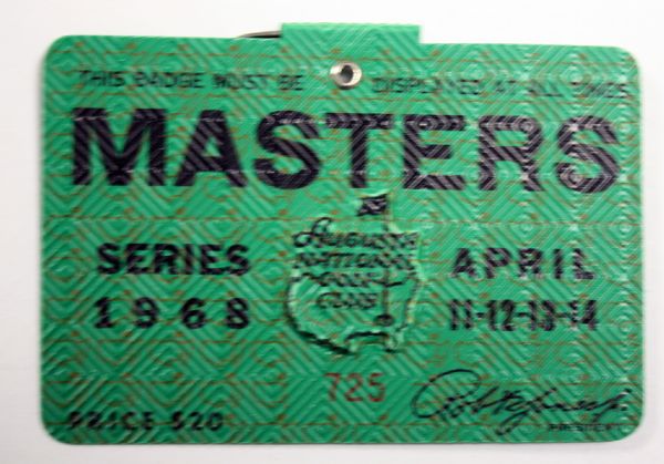 1968 Masters Badge Bob Goalby wins