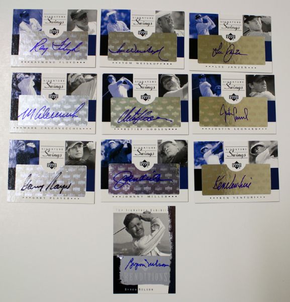 Lot of 10 Autograph Upper Deck card inserts Including Player and Byron Nelson