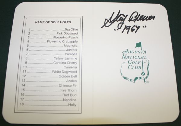 Masters Scorecard signed by 1967 Masters Champion Gay Brewer PSA COA