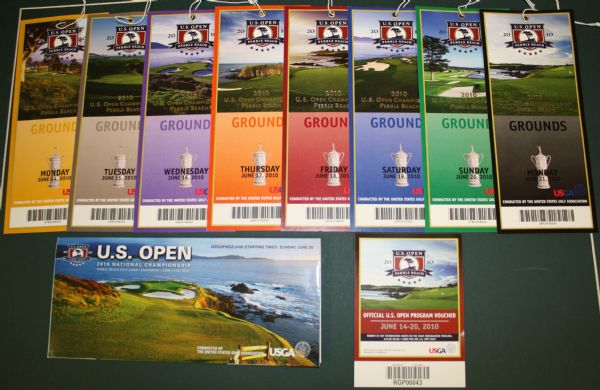 2010 US Open Ticket Set with Sunday pairings Pebble Beach