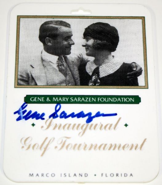 Gene Sarazen Signed Inaugural Golf Tournament Bag Tag.