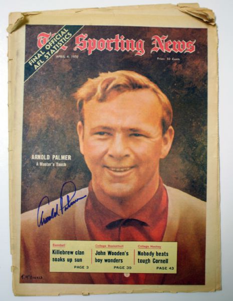 Arnold Palmer signed The Sporting News Paper