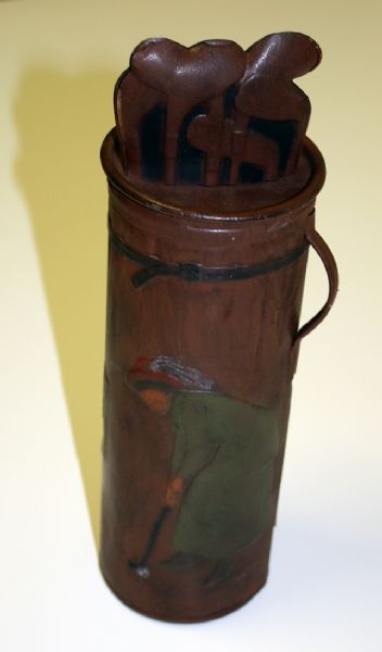 Circa 1910 Macfarland Lang Biscuits & Cakes Golf decorated Tin can with Lid