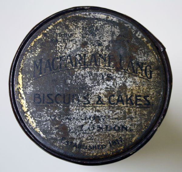 Circa 1910 Macfarland Lang Biscuits & Cakes Golf decorated Tin can with Lid