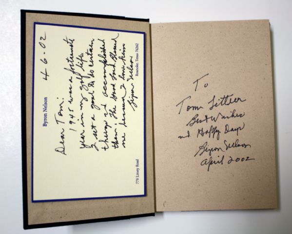 Byron Nelson The little black book signed by Byron Nelson post card signed by Byron Nelson 