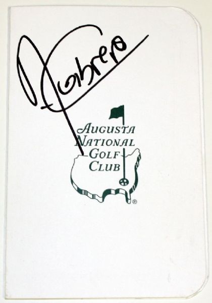 Angel Cabrera signed Masters Score Card. CoA from JSA
