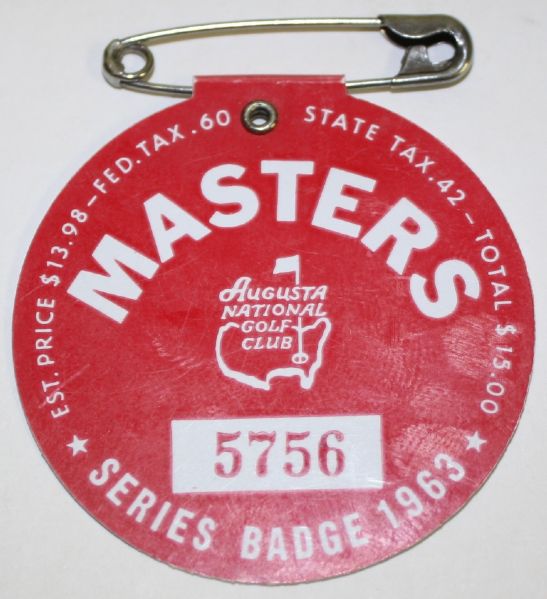 1963 Masters Badge - Nicklaus Wins