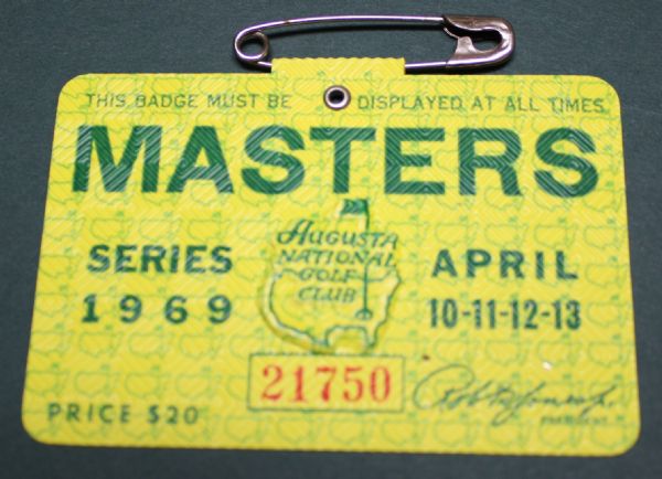 1969 Masters Badge - George Archer Wins