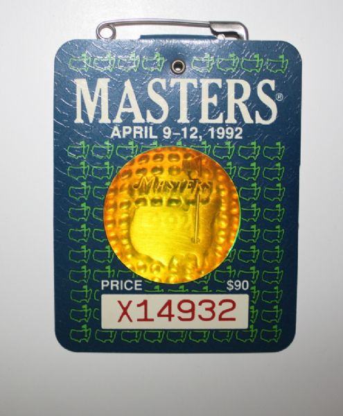 1992 Masters Tournament Badge