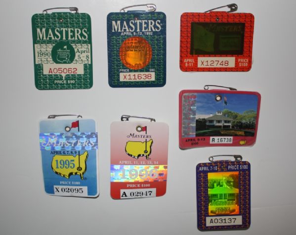 90, 92, 93, 94, 95, 96, 98 Masters Tournament Badges