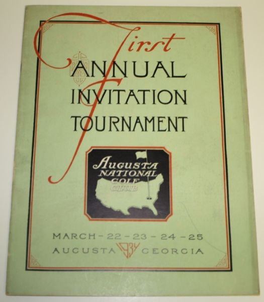 1934 Masters Program - First Annual Invitational Tournament GREAT CONDITION
