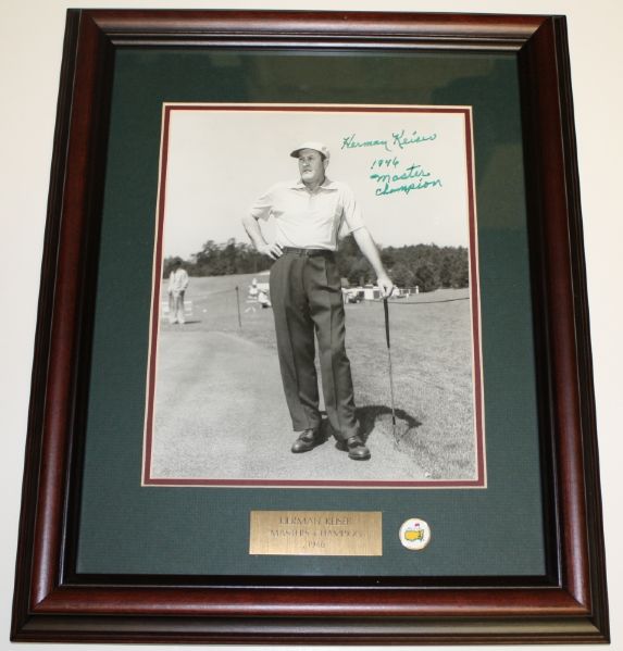 Herman Keiser Deluxe Framed Photo with 1946 Masters Champion Inscription