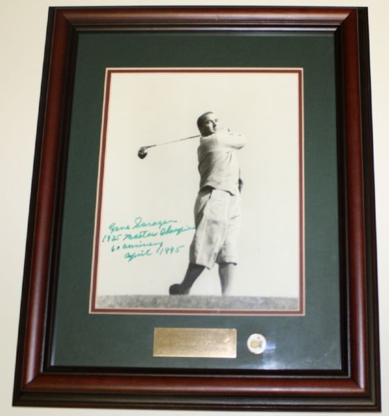 Gene Sarazen Deluxe Framed Photo with 1935 Masters Champion 60th Anniversary 1995 Inscription
