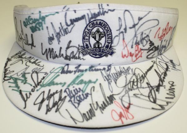 PGA Champs Visor Jammed with Multiple Autographs - Winged Foot 